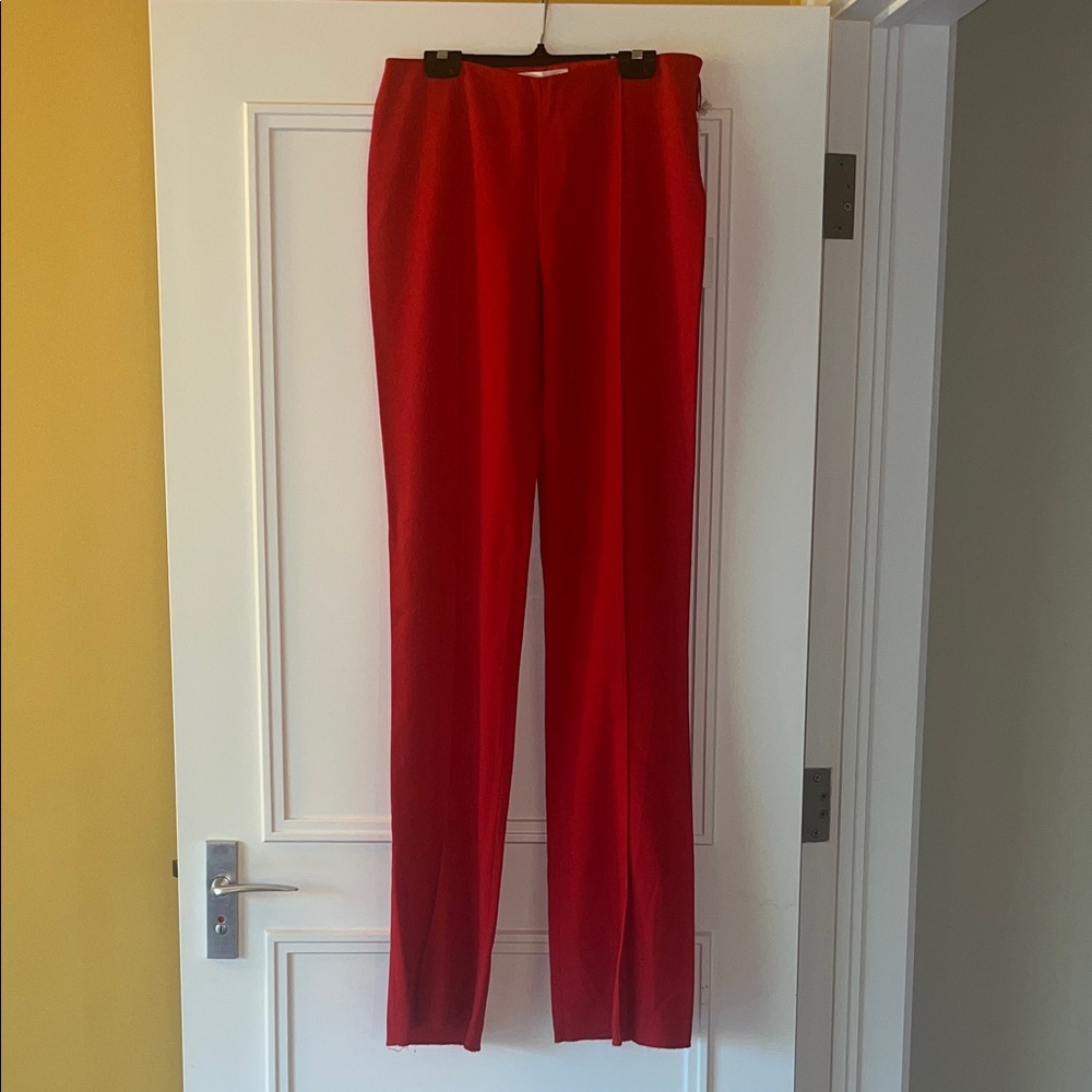 Valentino Elegant Vibrant Red Women's Wool Trousers Sz 8